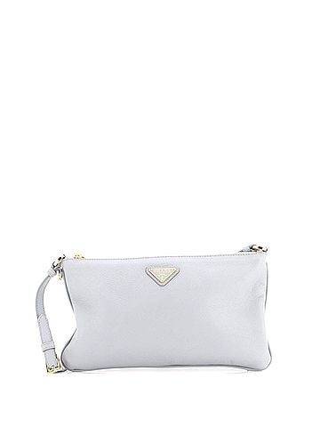 Prada Zip Flat Pouch Shoulder Bag Leather (view 1)