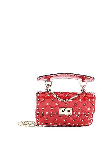 Valentino Garavani Rockstud Spike Flap Bag Quilted Patent Small (view 1)