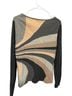 Neiman Marcus 100% Cashmere Print Gray Tan Black Cashmere Pullover Sweater Size S - photo 2