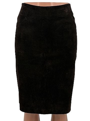 Gap 2003 VTG Blue Label Brown Suede Column Skirt | Dark Academia Boho 70s Retro Office Siren 90s Grunge Casual Skirt (view 2)