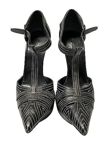 Balenciaga Balenciaga T-Strap Contrast Stitch Heels in Black Leather (view 2)