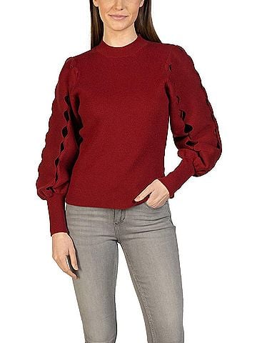 Love Token Ophelia Cut Sleeve Sweater in Wine (view 2)
