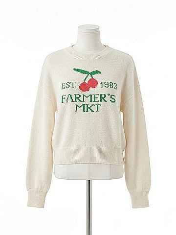 525 America Clover Market Graphic Cotton Sweater in Chalk (view 1)