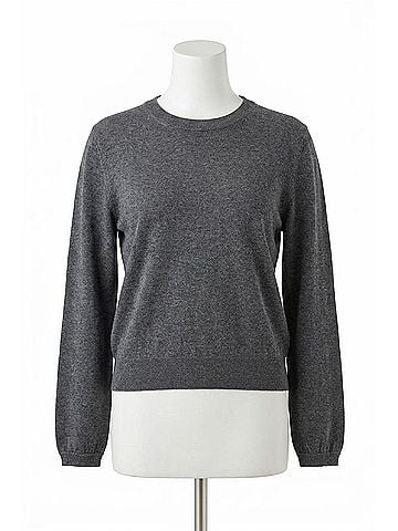 Lilla P Pleated Sleeve Crewneck Sweater in Licorice (view 1)