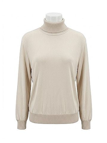 Iris Setlakwe Turtleneck Top With Rib in Bone (view 1)