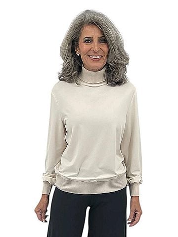 Iris Setlakwe Turtleneck Top With Rib in Bone (view 2)