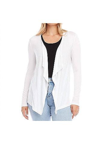 Karen Kane Poppy Open-Front Cardigan in Off White (view 2)