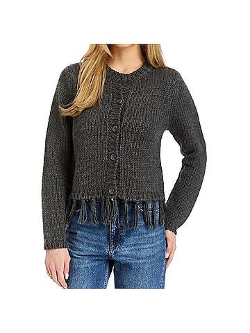 Drew Louis Long Sleeve Sweater in Charcoal (view 2)
