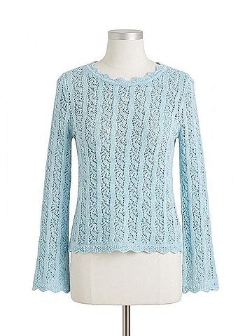 FDJ Long Sleeve Garment Dye Sweater Top in Pacific Blue (view 1)