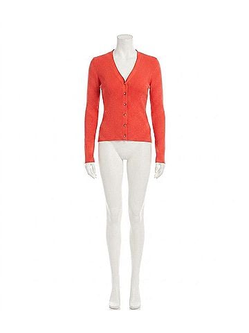 Karen Kane Odette Ribbed Cardigan Sweater in Orange (view 1)