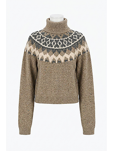 Skies Are Blue Eve Turtleneck Sweater in Brown Multi-Color (view 1)