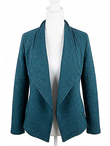 Skies Are Blue Women's Open Front Long Sleeve Knit Cardigan in Teal (view 1)