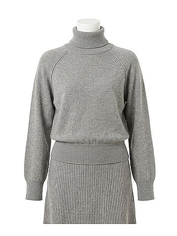 Lilla P Raglan Turtleneck Sweater in Heather Grey (view 1)