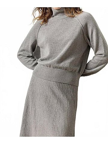 Lilla P Raglan Turtleneck Sweater in Heather Grey (view 2)