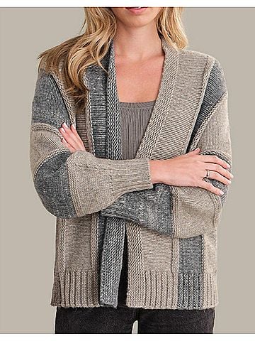 525 America Thea Colorblock Cardigan in Toast Marl (view 2)