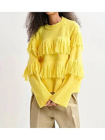 Essentiel Antwerp Johns Pull Over With Fringe in Dusty Sunshine (view 2)