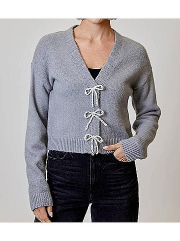 Design History Sara Bow Sweater in Silver (view 2)