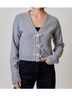 Design History Solid Silver Sara Bow Sweater in Silver Size S - photo 2