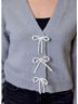 Design History Solid Silver Sara Bow Sweater in Silver Size S - photo 3