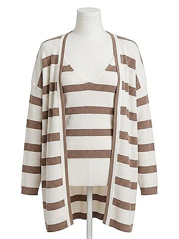 Splendid Octavia Open Cardigan in Pine Bark Stripe (view 1)