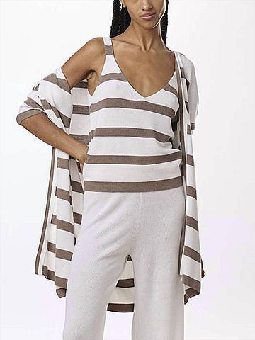 Splendid Octavia Open Cardigan in Pine Bark Stripe (view 2)