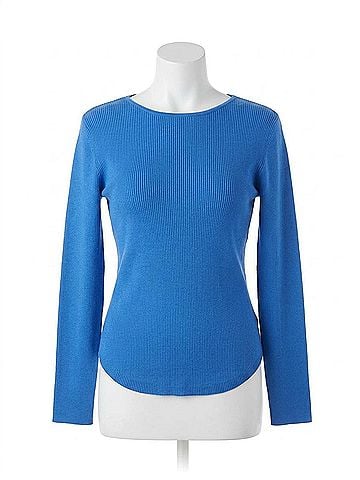 Nic + Zoe Women's Ribbed Crewneck Sweater in Sapphire (view 1)