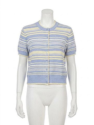 525 America Bay Stripe Short Sleeve Cardigan in Blue Heron Multi (view 1)
