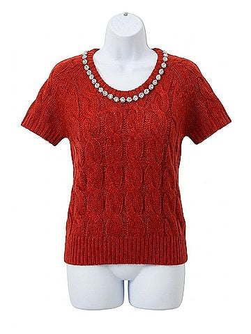 Design History Cap Sleeve Sweater in Red (view 1)
