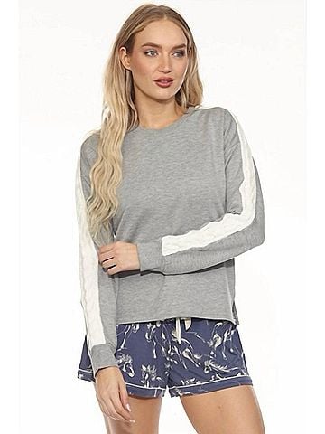 P.J. Salvage Winter Woods Long Sleeve Lounge Top in Heather Grey (view 2)