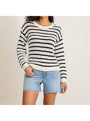 Tommy Bahama Pebblestone Bay Stripe Crewneck Sweater in Coconut (view 2)