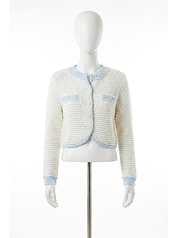 Central Park West Celeste Cardigan in White And Light Blue (view 1)