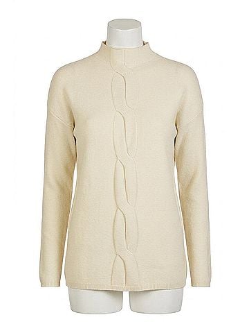 Love Token Long Sleeve Mock-Neck Sweater in Ivory (view 1)
