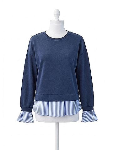 FDJ Long-Sleeve Twofer Sweatshirt in Navy (view 1)