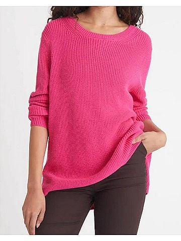525 America Emma Crewneck Sweater in Fuchsia Purple (view 2)