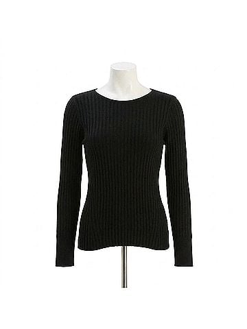 Tyler Boe Cotton Cashmere Ribbed Crewneck Sweater in Black (view 1)