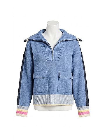 John & Jenn Kenny Half Zip Sweater in Varsity Melange (view 1)