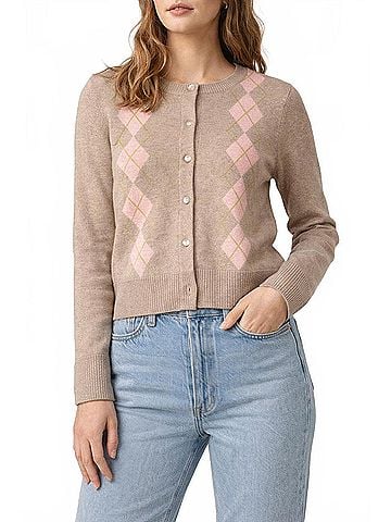 Design History Argyle Cardigan in Sparrow Combo (view 2)