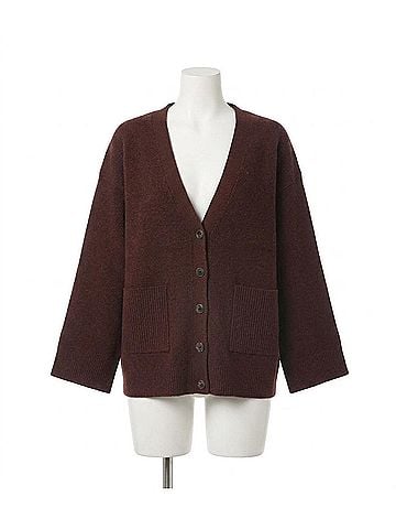 525 America Women's Jolie V Neck Cardigan in Bitter Chocolate (view 2)