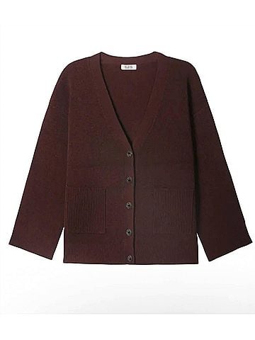 525 America Women's Jolie V Neck Cardigan in Bitter Chocolate (view 1)