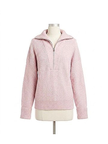 Karen Kane Hollis Half Zip Sweater in Soft Pink (view 1)