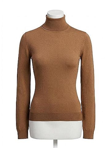 Ralph Lauren Stretch Silk Jersey Mockneck Sweater in Light Toffee (view 1)