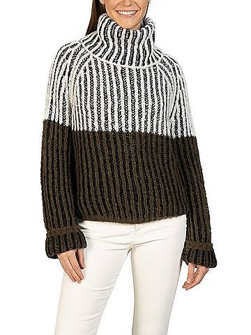 Love Token Daytona Turtleneck Sweater in Olive Multi (view 2)