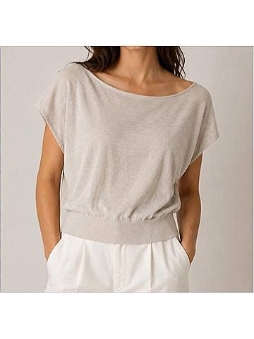 Autumn Cashmere Off The Shoulder Boxy Tee in Bone (view 2)