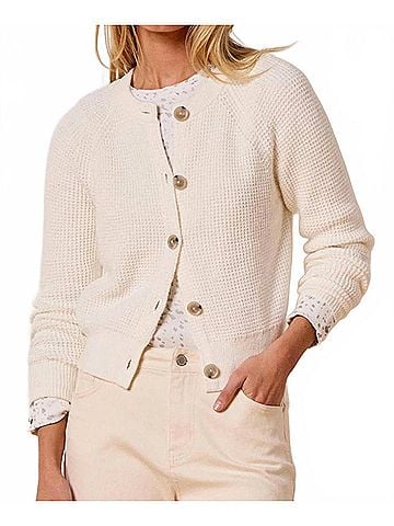 Nic + Zoe Waffle Tuck Cardigan in Classic Cream (view 2)