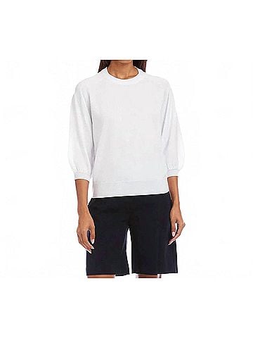 Karen Kane Taya Three Quarter Sleeve Raglan Sweater in White (view 2)