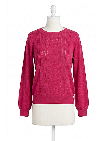 P.J. Salvage Pretty In Pointelle Long Sleeve Lounge Sweater Top in Raspberry (view 1)