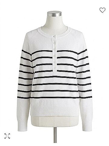 Karen Kane Stripe Henley Sweater in Off White And Black (view 1)