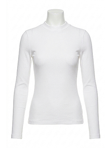 Monrow Supimafine Rib Long Sleeve Crew Sweater in White (view 1)
