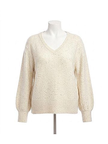 Karen Kane Sequin V-Neck Sweater - Plus in Sand (view 1)