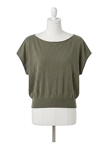 Autumn Cashmere Off The Shoulder Boxy Tee in Seaweed (view 1)